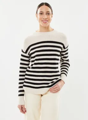      VILA VIRIL RIB STRIPE L/S KNIT TOP  NOOS  BEIGE   